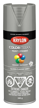 Krylon 455130007 Enamel Spray Paint, Gloss, Classic Gray, 12 oz, Can